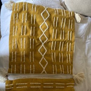 2 Gold/yellow decorative boho pillow covers - 20x20in